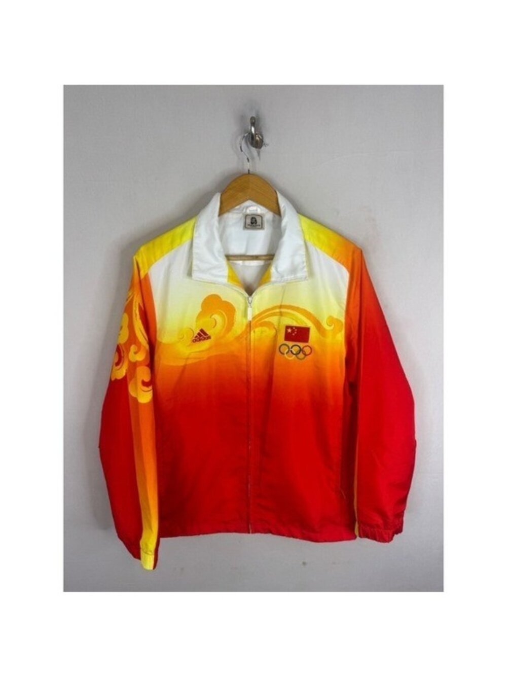 Adidas Beijing 2008 Olympics Team China Windbreaker Jacket Red Yellow L Fits M